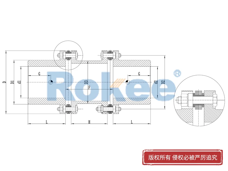 RLMD標準雙節小型金屬膜片聯軸器