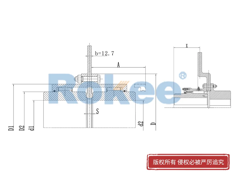 RODP鼓形齒聯軸器,RODP制動盤型鼓形齒式聯軸器