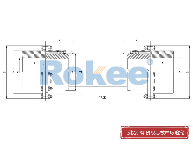 RODX鼓形齒聯軸器,RODX中間接軸型鼓形齒式聯軸器