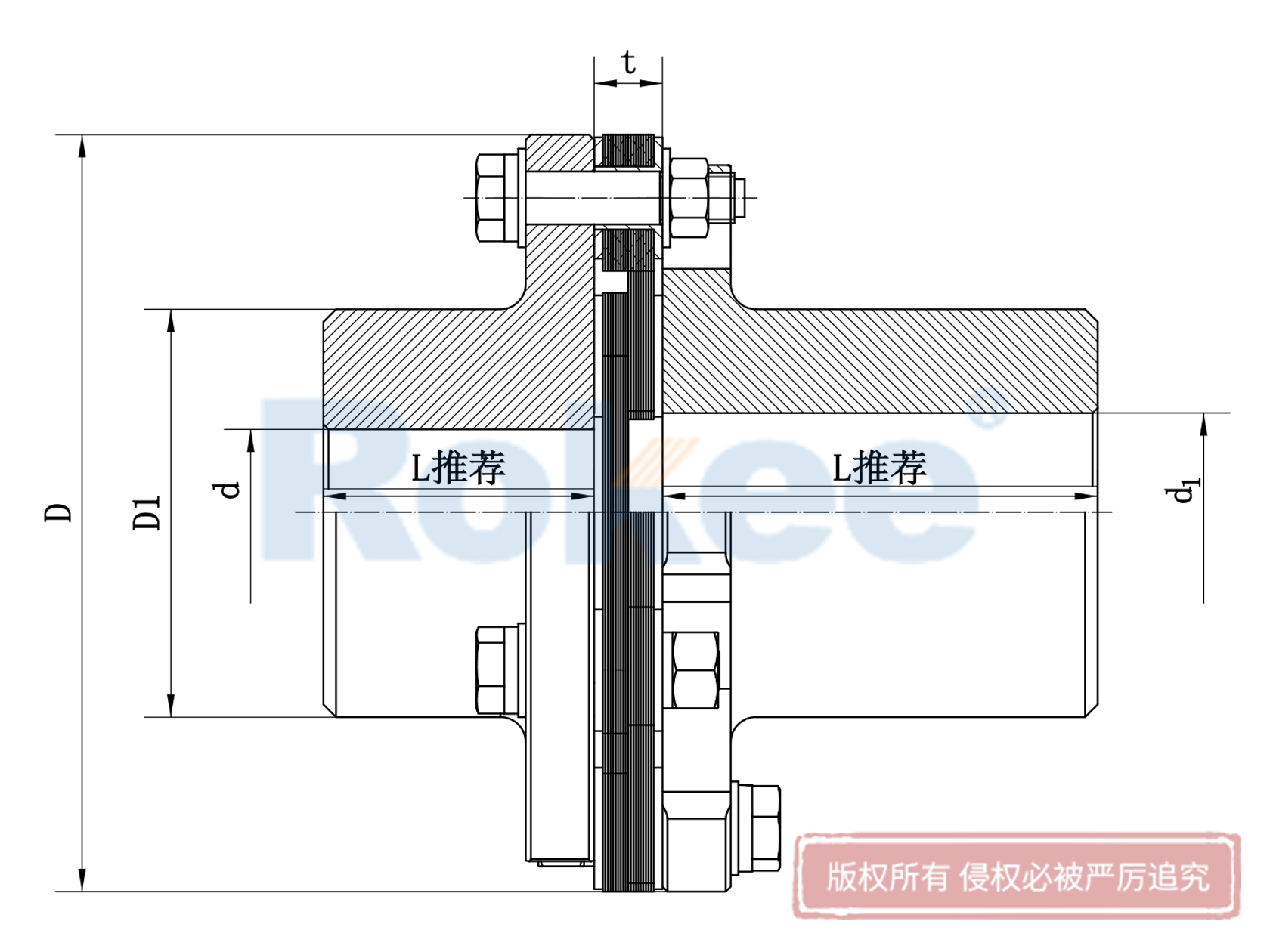 JMII型(單節式不帶沉孔)金屬膜片聯軸器
